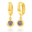 9ct Yellow Gold Silverfilled  Hoop With Purple Stone Earrings Cheap