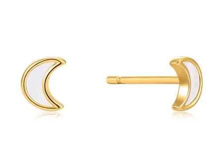 Ania Haie Gold Plated Sterling Silver Wild Soul Moon Stud Earrings Sale