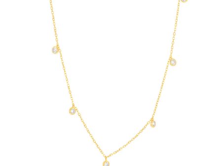 9ct Yellow Gold 2mm Zirconia Charm On 45cm Chain Hot on Sale