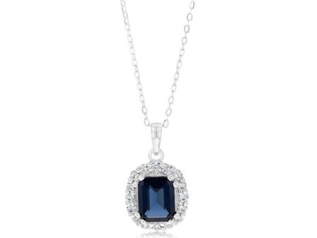 Blue And White Zirconia Pendant On 42+3cm Chain For Cheap