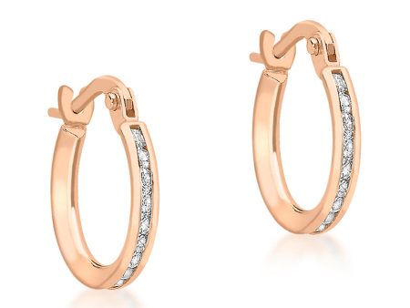 9ct Rose Gold 20mm Zirconia Hoop Earrings Fashion