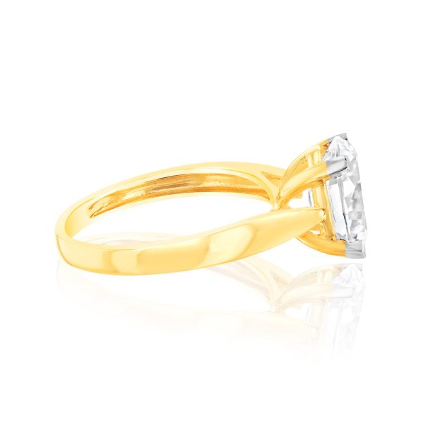 9ct Yellow Gold 2.00ct Diamond Equivalent 11X9MM Zirconia Solitaire Ring Online