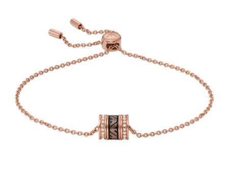 Emporio Armani Rose Gold Plated Stainless Steel Black Lacquer Components  Bracelet Fashion