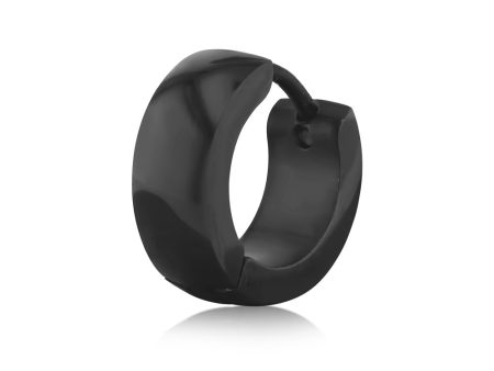 Stainless Steel Single Polished Black 5mm Wide Huggie Hoop Earring (Single Piece Only) Online now