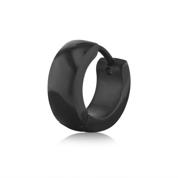 Stainless Steel Single Polished Black 5mm Wide Huggie Hoop Earring (Single Piece Only) Online now