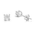 9ct White Gold 5 Points Diamond Stud Earrings For Discount