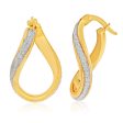 9ct Yellow Gold Silver Filled Stardust Twisted Hoop Earrings Hot on Sale