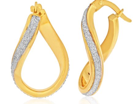 9ct Yellow Gold Silver Filled Stardust Twisted Hoop Earrings Hot on Sale