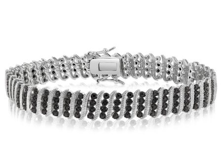 1 Carat Black Diamond Tennis Bracelet in Silver For Sale