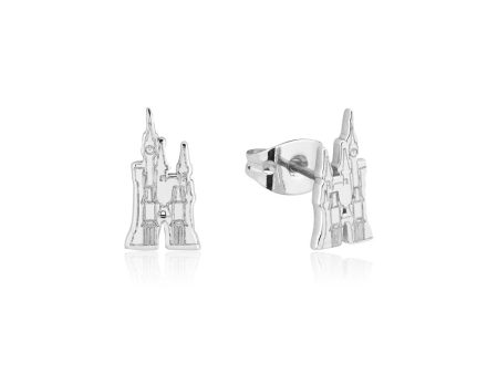 Disney Princess Cinderella Rhodium Plated Castle Stud Earrings Hot on Sale