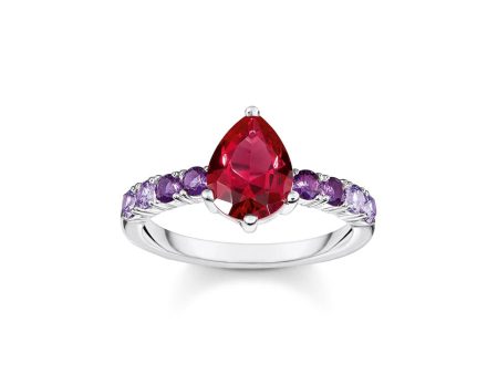 Thomas Sabo Sterling Silver Heritage Synthetic Amethyst CZ Pear Ring Sale