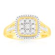 9ct Yellow Gold 1 5 Carat Diamond Ring with 57 Brilliant Cut Diamonds For Discount