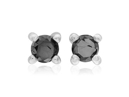 Sterling Silver 1 5 Carat Black Diamond Stud Earrings Hot on Sale