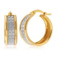 9ct Yellow Gold Silver Filled Stardust Hoop Earrings Hot on Sale