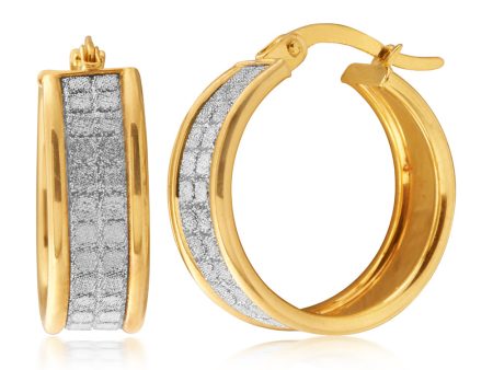 9ct Yellow Gold Silver Filled Stardust Hoop Earrings Hot on Sale