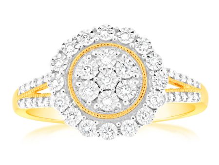 9ct Yellow Gold Luminesce Lab Grown Cluster Diamond Ring Online Sale