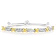 Gold Plated Sterling Silver Diamond Slider Bracelet with 15 Round Brilliant Cut Diamonds Online