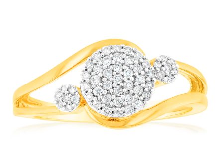 1 6 Carat Diamond Cluster Ring in 9ct Yellow Gold Online Hot Sale