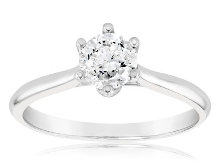 18ct White Gold Approximately 1 Carat Diamond Solitaire Ring Hot on Sale