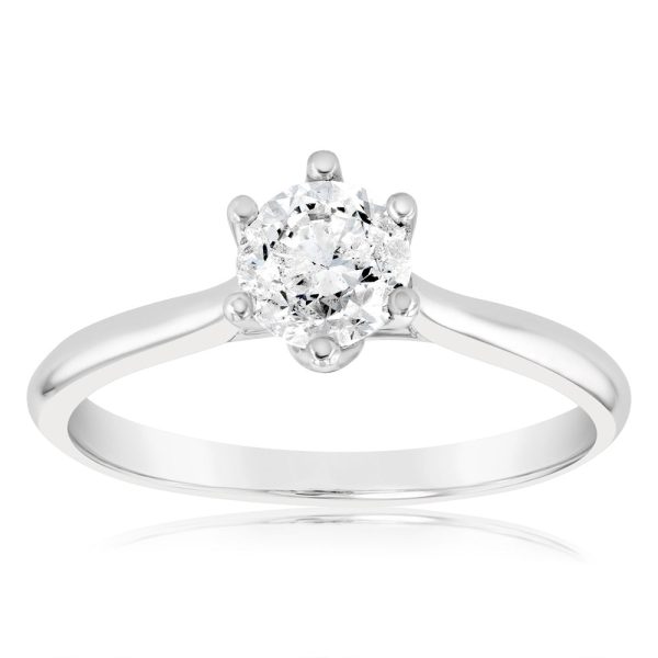 18ct White Gold Approximately 1 Carat Diamond Solitaire Ring Hot on Sale