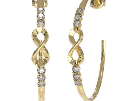 Guess Stainless Steel Gold Plated 50mm Infinity Hoop Earrings For Cheap