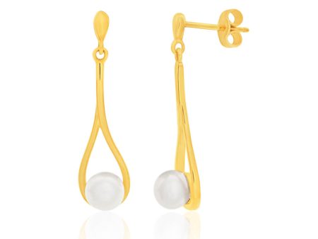 9ct Dazzling Yellow Gold Pearl Drop Earrings Online