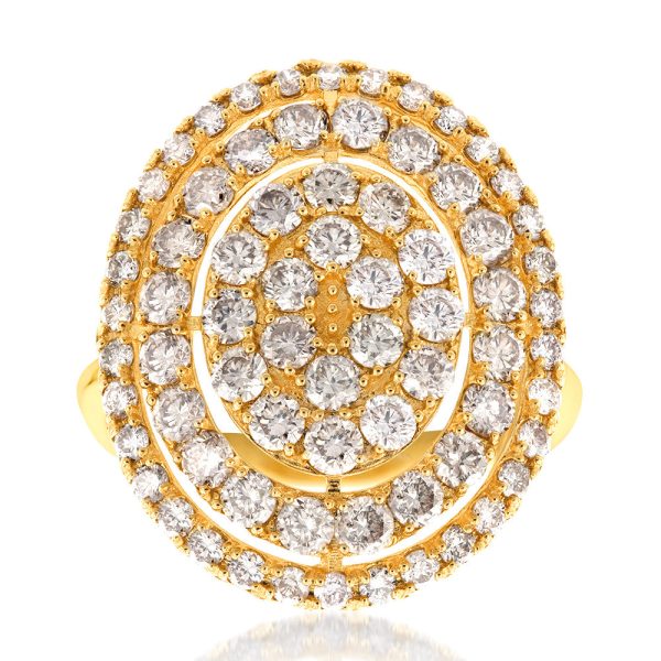 18ct Yellow Gold 2 Carat Diamond Oval Shape Cluster Ring Cheap