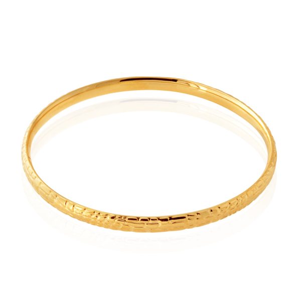 9ct Yellow Gold Silver Filled Diamond Cut Bangle For Discount