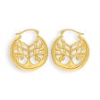 9ct Yellow Gold Silver Filled Tree of Life Creole Hoop Earrings For Cheap