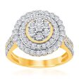 9ct Yellow Gold 1 Carat Diamond Round Shape Cluster Ring Cheap