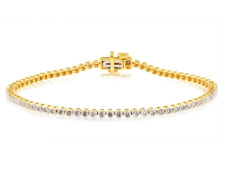 1 Carat Diamond Tennis Bracelet in 9ct Yellow Gold Online now