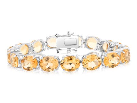 40 Carat Citrine Tennis Bracelet Set in Sterling Silver Fashion