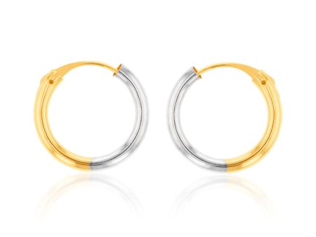 9ct Yellow And White Gold Two Tone 14mm Sleeper Earrings Online