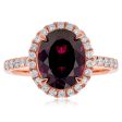 9ct Rose Gold Rhodolite Garnet Ring 10x8mm Oval with 0.34ct Diamonds Hot on Sale