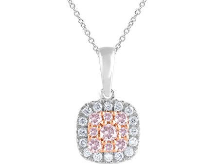 9ct  White and Rose Gold 1 4 Carat Diamond Pendant With Pink Argyle Diamonds For Sale