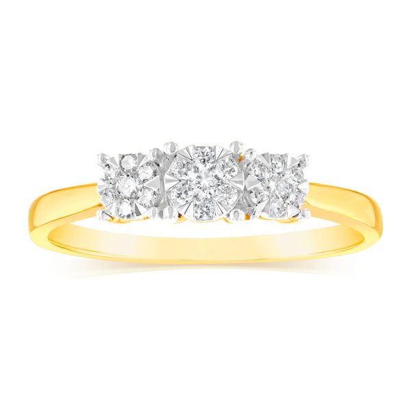 9ct Yellow Gold 1 4 Carat Diamond Trilogy Ring Online