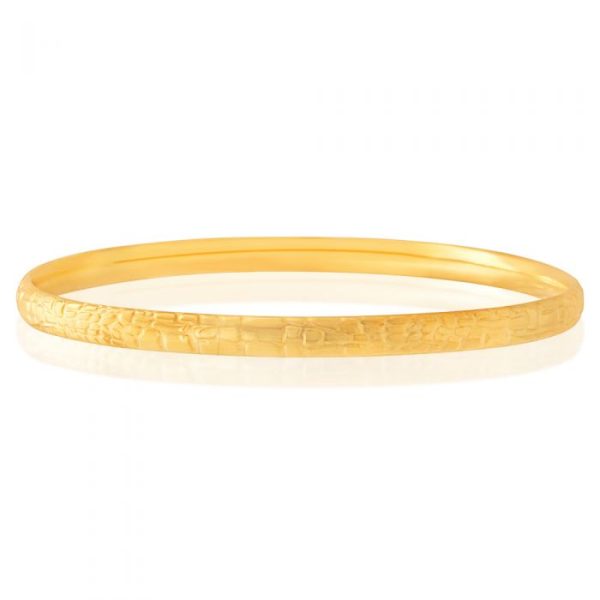 9ct Yellow Gold Silver Filled Diamond Cut Bangle For Discount