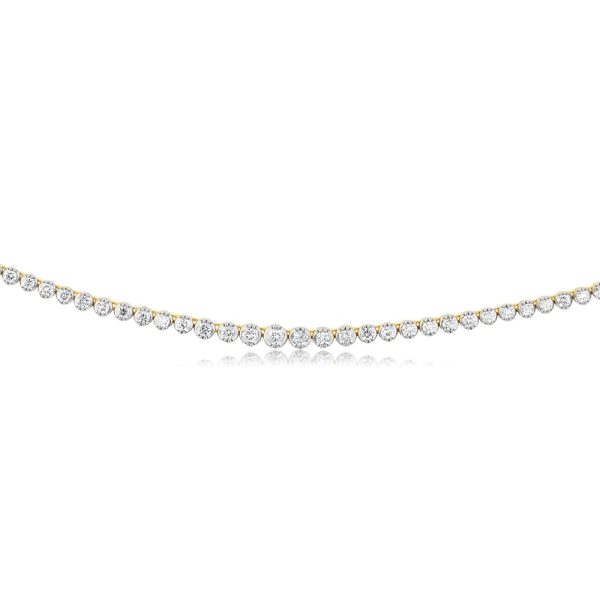 14ct Yellow Gold 5 Carats Diamond Necklace with 139 Brilliant Diamonds 43cm Sale