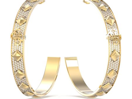 Guess Stainless Steel Gold Plated 60mm 4G Pave Hoop Earrings Online Sale