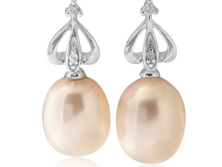 9ct White Gold Pearl and Diamond Earrings Online Hot Sale