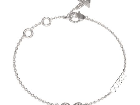 Guess Stainless Steel Rhodium Plated Infinity Pave Links Bracelet Discount