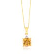 9ct Yellow Gold 1.4ct Citrine and Diamond Pendant On 45cm Chain For Sale