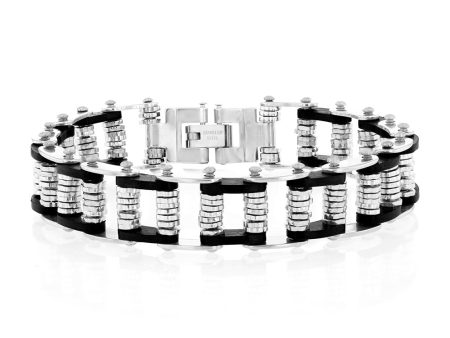 Stainless Steel Black And Silver Fancy 20.3cm Bracelet Supply