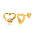 9ct Yellow Gold Silver Filled Cubic Zirconia Pretty Heart Stud Earrings Hot on Sale