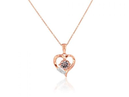 9ct Rose Gold Morganite & Diamond Heart Pendant with 44cm Chain Included Online Sale