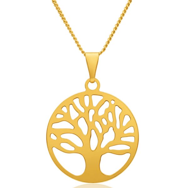 9ct Yellow Gold Silver Filled Tree of Life 25mm Pendant on Sale