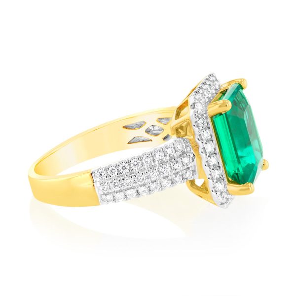 Luminesce Lab Grown 9ct Yellow Gold 0.45 Carat Diamond with 3.25ct Created Emerald Supply