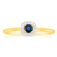 9ct Yellow Gold 3.0mm Sapphire Ring in 14 Diamonds Supply