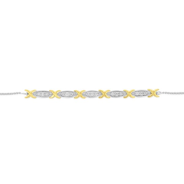 Gold Plated Sterling Silver Diamond Slider Bracelet with 15 Round Brilliant Cut Diamonds Online