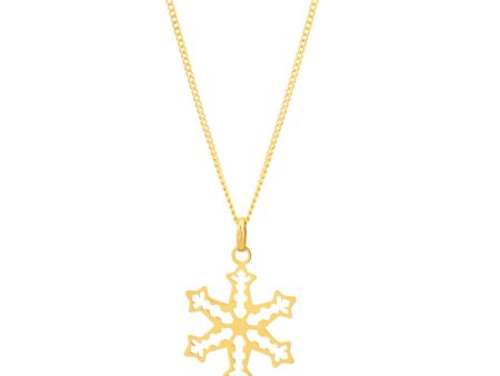 Silverfilled 9ct Yellow Gold Snow Flake Pendant on Sale